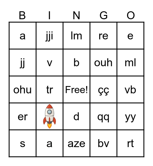 Bingo de l'espace Bingo Card