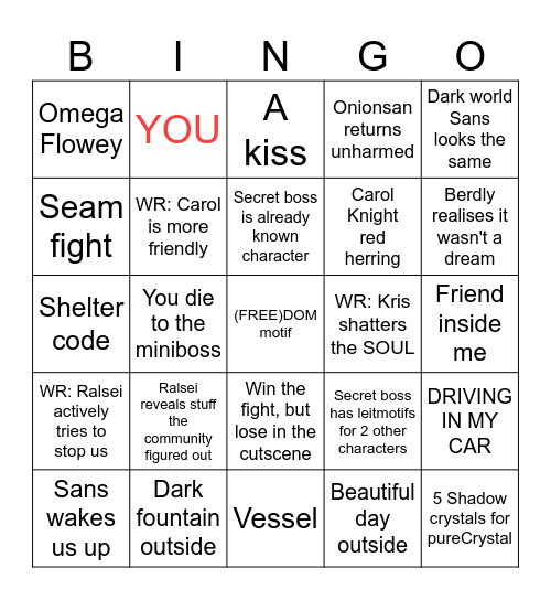 DELTARUNE CHAPTER 5 Bingo Card