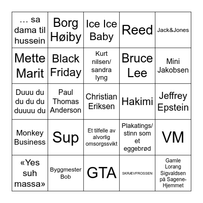 Musikkbingo! Bingo Card