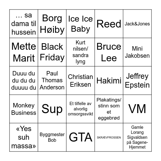 Musikkbingo! Bingo Card