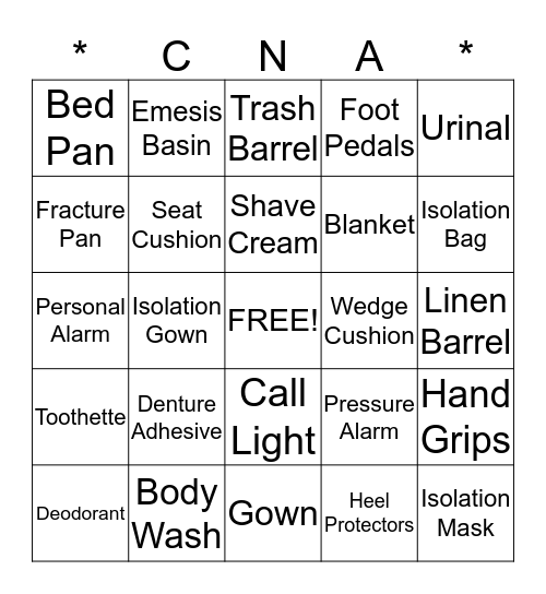 National CNA Week BINGO Card