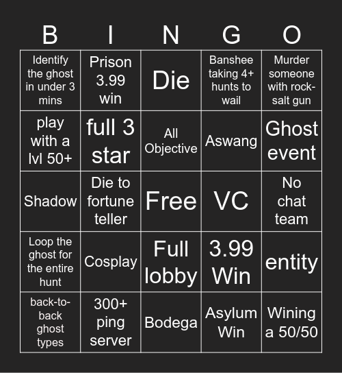 Demonology bingo Card