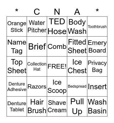 National CNA Week BINGO Card