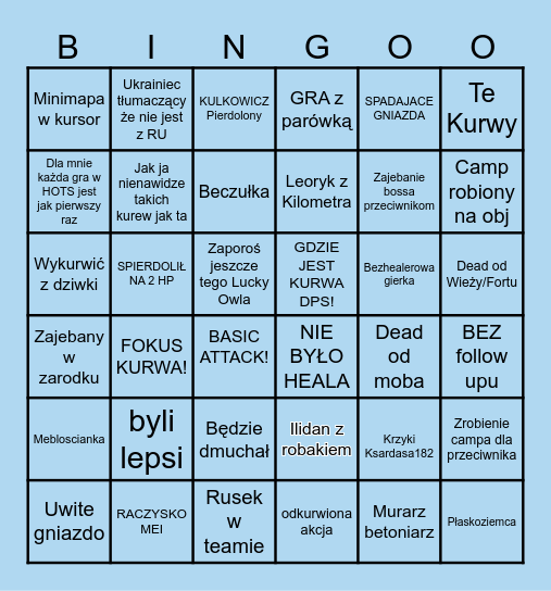 HOTS Bingo Card
