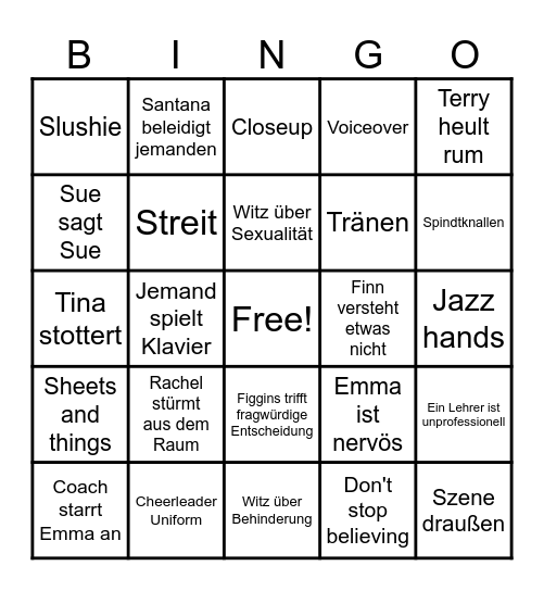 Glingo Bingo Card