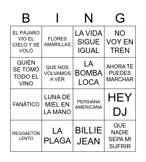 Cumple Julia Bingo Card