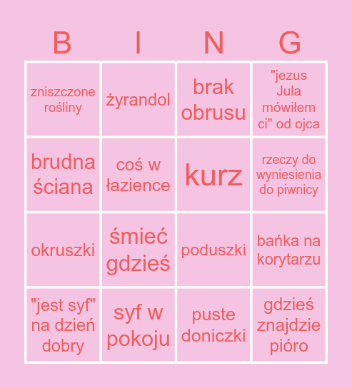 O CO BĘDZIE PROBLEM: TEŚCIOWA EDITION Bingo Card