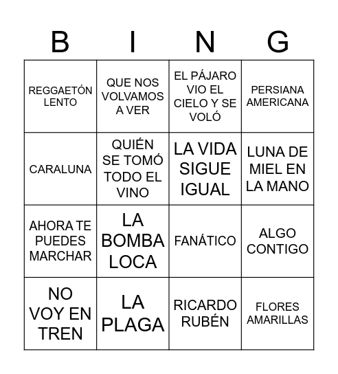 Cumple Julia Bingo Card