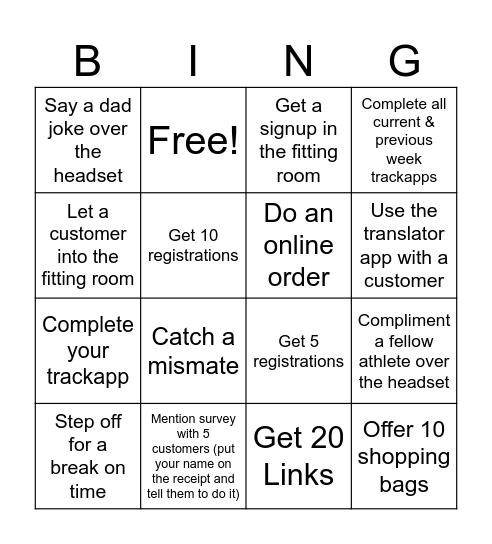 BING Bingo Card