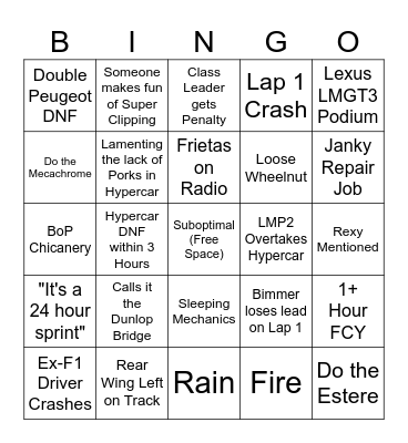 French Race Again Bingo Card
