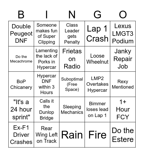 French Race Again Bingo Card