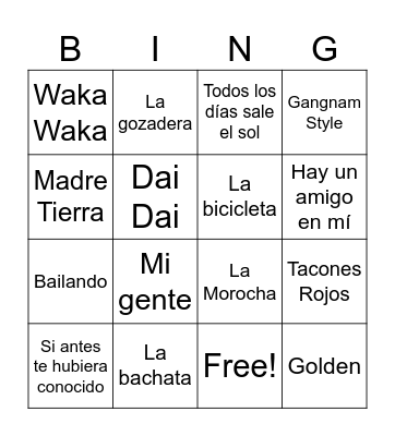 BINGO MUSICAL Bingo Card