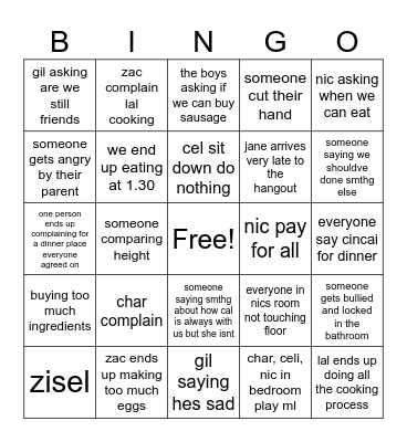 Hangout Bingo Card