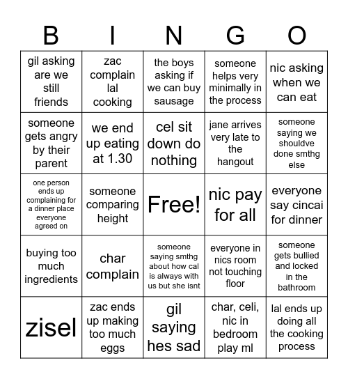 Hangout Bingo Card