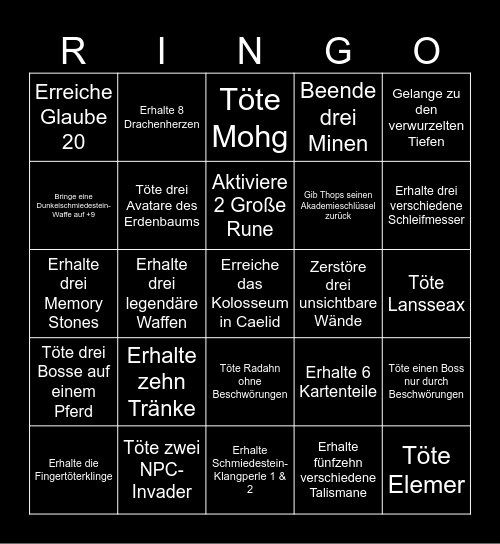 Ringo Bingo Card