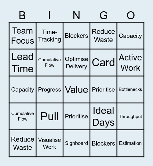 Kanban Bingo Card