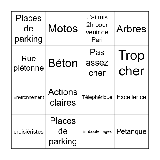 LE BINGO d’AJACCIO ETE 2026 Bingo Card