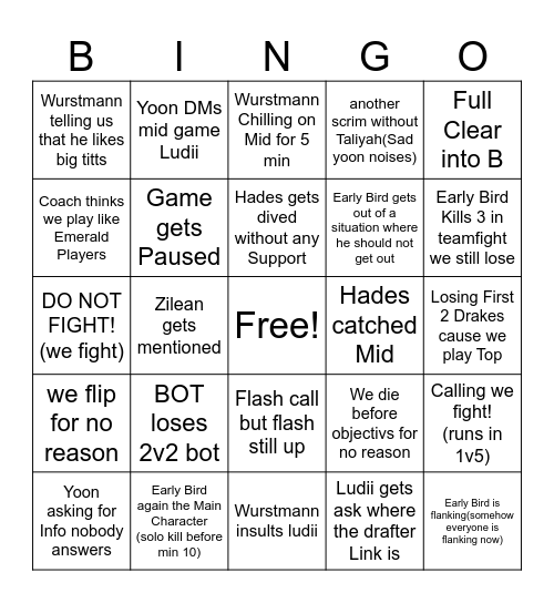 TSP MAIN Bingo Card