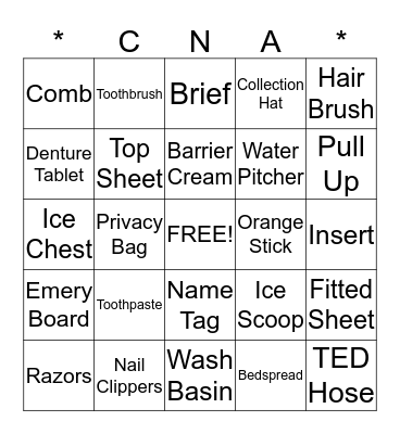 National CNA Week BINGO Card