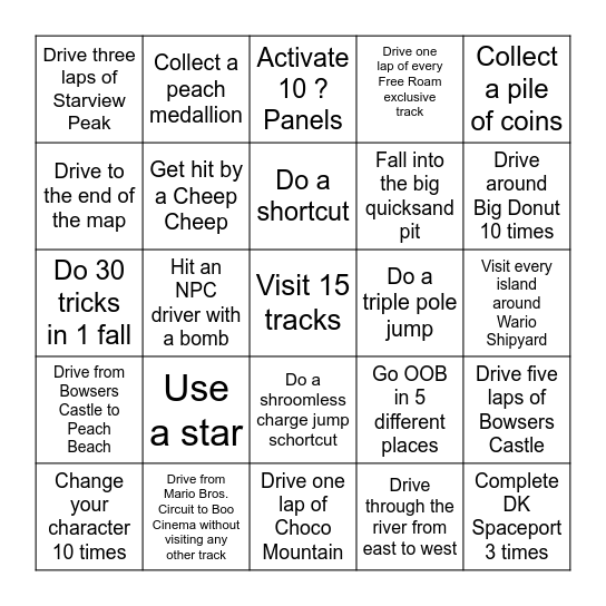 MK World Lockout Bingo Card
