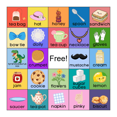T Rex Tea Party Bingo! Bingo Card