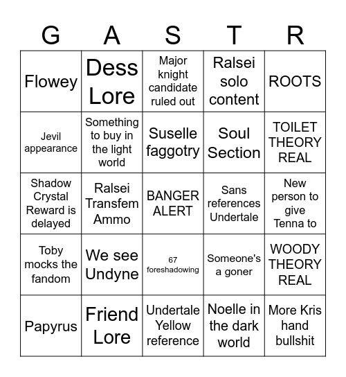 DELTARUNE Bingo Card