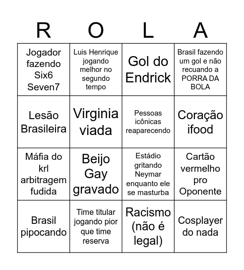 Copa Do Mundo bingão Bingo Card