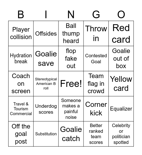 World Cup Bingo Card