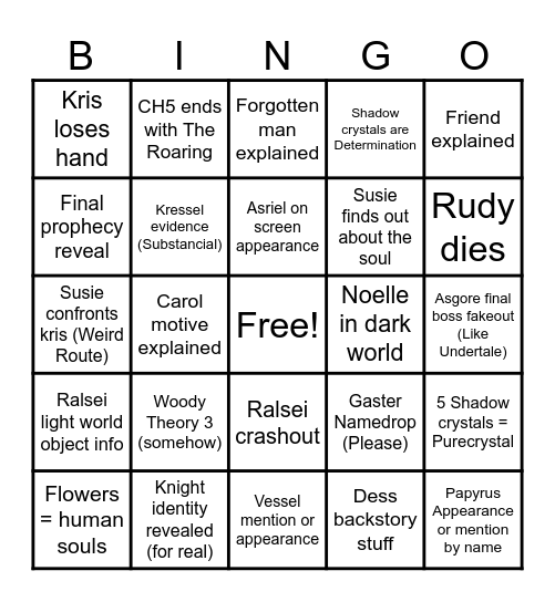 DELTARUNE CH5 Bingo Card