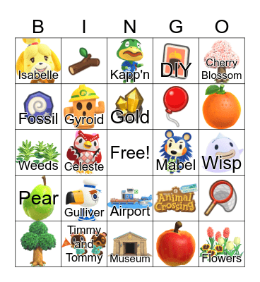 Animal Crossing Bingo Card