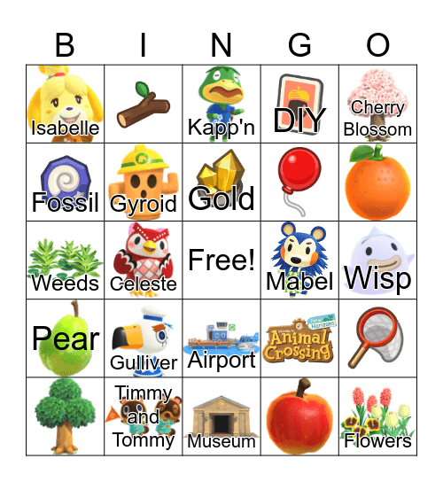Animal Crossing Bingo Card