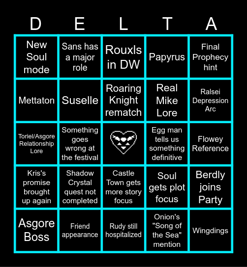 Deltarune Chapter 5 Bingo Card Bingo Card