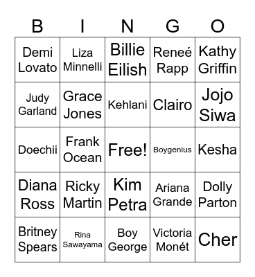 Queer Icon Bingo Set 2 Bingo Card