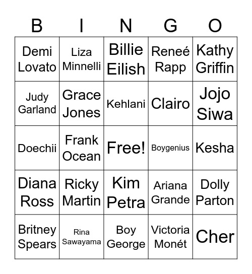Queer Icon Bingo Set 2 Bingo Card