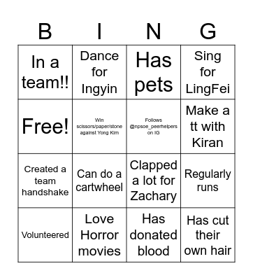 BONDING ICEBREAKER Bingo Card