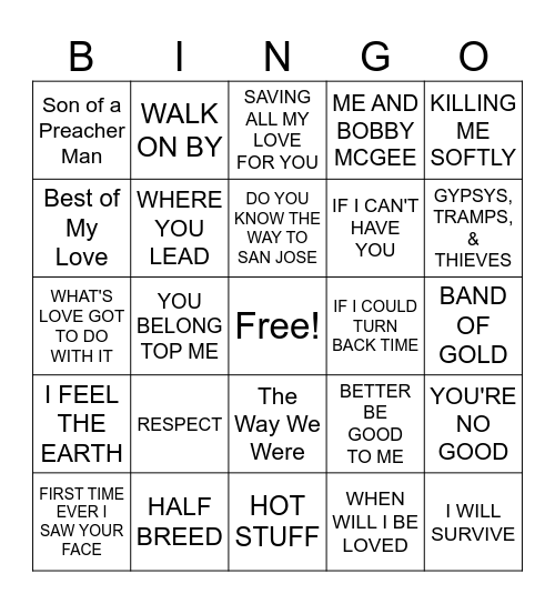 Ladies Only Bingo Card