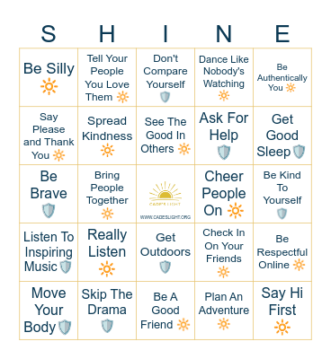 SHINE & PROTECT YOUR LIGHT Bingo Card