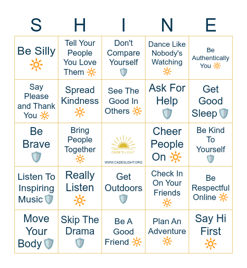 SHINE & PROTECT YOUR LIGHT Bingo Card