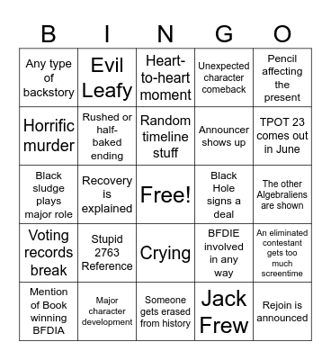 Defeat One Trilogy Bingo Card