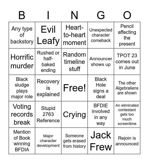 Defeat One Trilogy Bingo Card