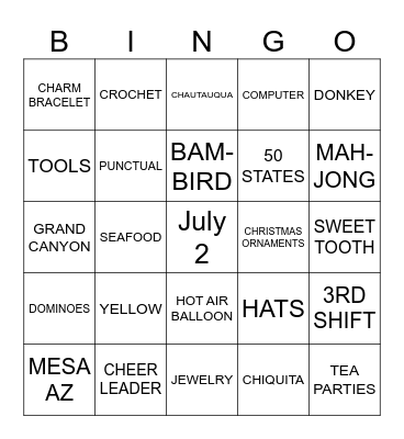 This Is Your Life Bingo Card