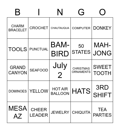 This Is Your Life Bingo Card
