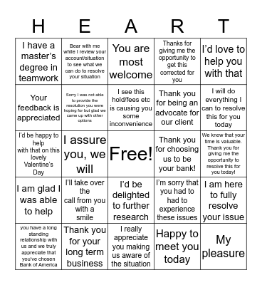 Happy Valentine's day Bingo Card