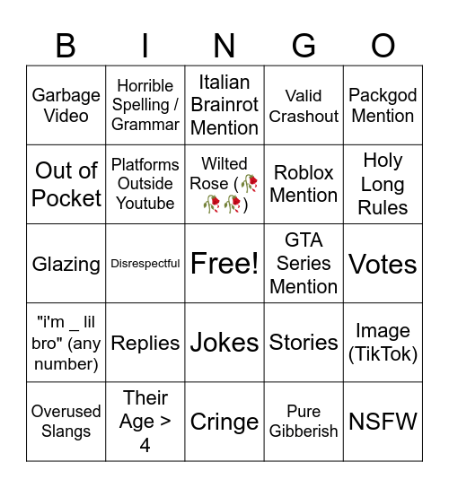 gen beta & alpha bingo Card