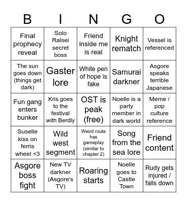 DELTARUNE chapter 5 bingo Card