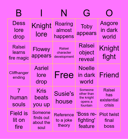 deltarune chapter 5 Bingo Card