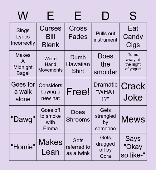 Lee Bingo Card
