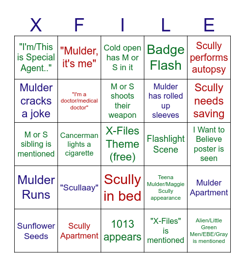 X-Files Bingo Card