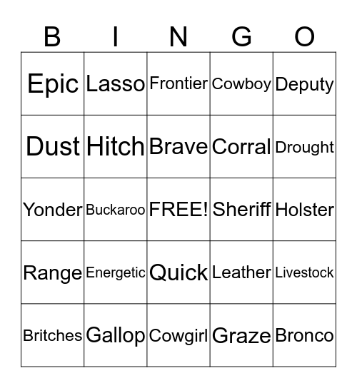 There's a Snake In My Boot Bingo Card