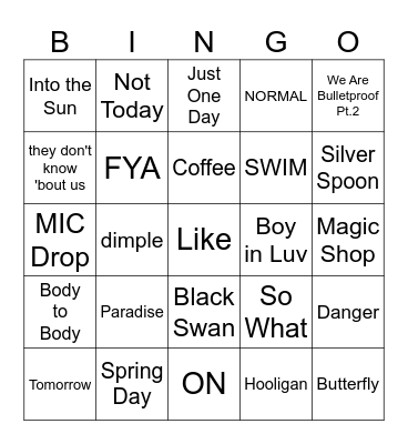 BTS FESTA BINGO 2026 Bingo Card
